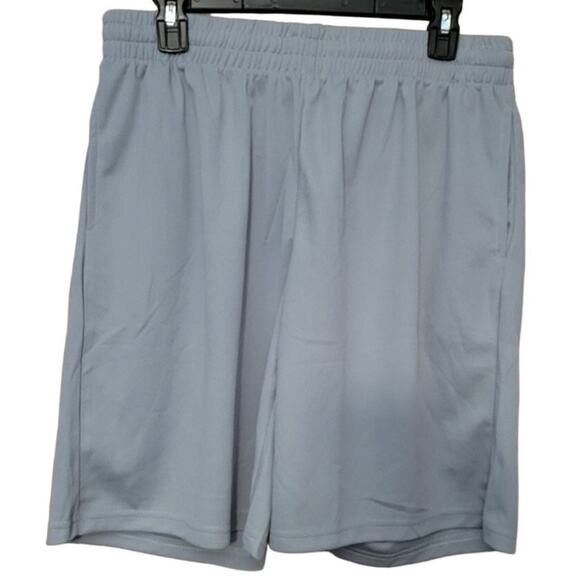 Jump Start Gray Elastic Waist Pockets Longer Style Athleisure Athletic Shorts -M - Picture 1 of 6